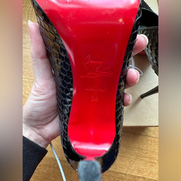 Christian Louboutin Kate 100 Pumps Scale-Embossed Black LV size 38 - Picture 7 of 13